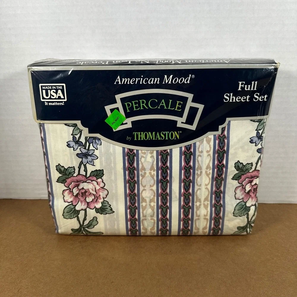 Thomaston American Mood Full Sheet Set Joanne Floral Ivory New Vintage USA